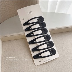 Комплект заколок для волос "клик-клак" с МАТОВЫМ покрытием 6 шт.  Черные