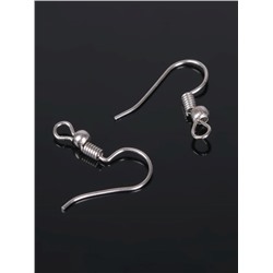 Швензы для сережек-крючки с бусиной (набор 5 пар), цвет серебро