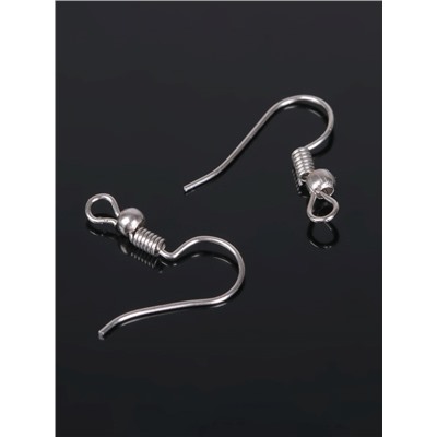 Швензы для сережек-крючки с бусиной (набор 5 пар), цвет серебро