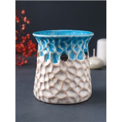 Аромалампа для эфирных масел «Узорчатая абстракция», керамика, синий, 8.5×8.5×9.5 см