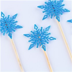 Шпажки «Снежинка», уголок, в наборе 6 штук, голубые