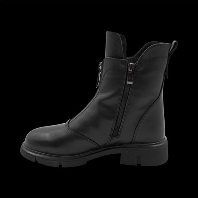 Ботинки из натуральной кожи на меху РА06-1 черные