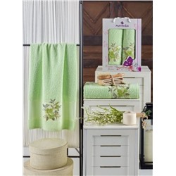 Набор полотенец махровых Dreams Flower Merzuka <2 предмета 50*90+70*140, фисташковый> (арт.10677, 10678)