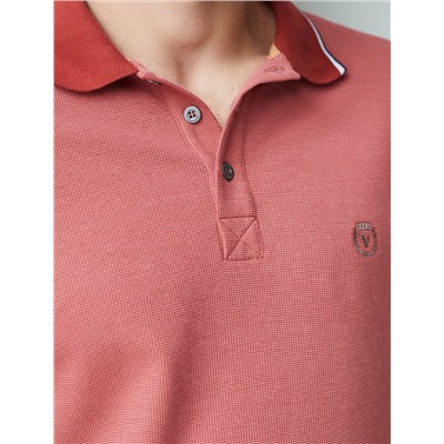 Лонгслив из фактурного трикотажа с плетеным воротником поло с застежкой на пуговицы