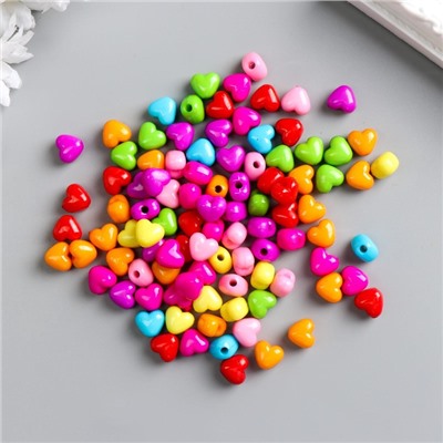 Набор бусин для рукоделия и плетения «Арт Узор. Сердечко пузатое», цветные, 100 шт. 1×1.1 см