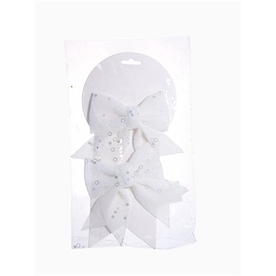 Ёлочные игрушки 2 шт., бантики, «Зимнее волшебство. Бант с пайетками» пластик, 12×12 см, белый