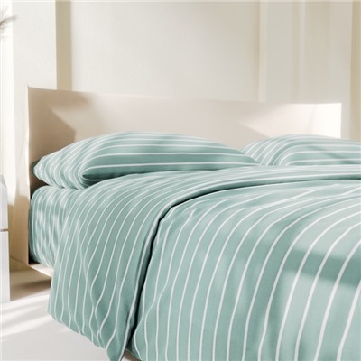 Постельное бельё Этель 1.5сп Mint stripes 143х215 см,150х214 см,70х70см-2 шт, 100% хлопок,поплин