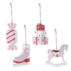 Набор ёлочных украшений Pink fairytale из коллекции New Year Essential, 4 шт.