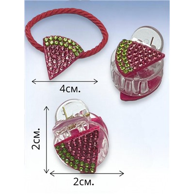 Набор детских аксессуаров для волос (крабик 2 + резинка 2) НД12 тип 5