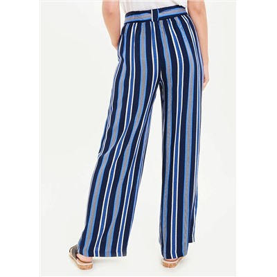 Stripe Wide Leg Belted Trousers