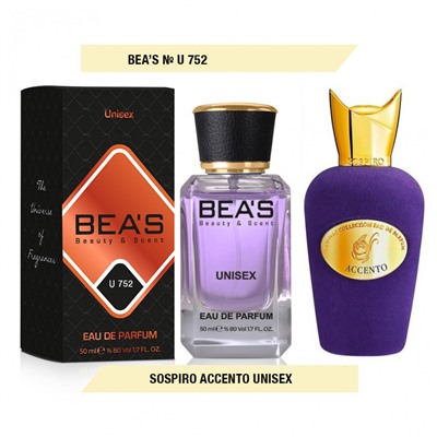 Beas U752 Sospiro Accento Unisex edp 50 ml, Парфюм унисекс Beas U752 создан по мотивам аромата Sospiro Accento