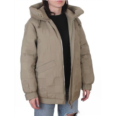 A05 BEIGE/GREEN Куртка стеганая зимняя женская (150 гр. холлофайбер)