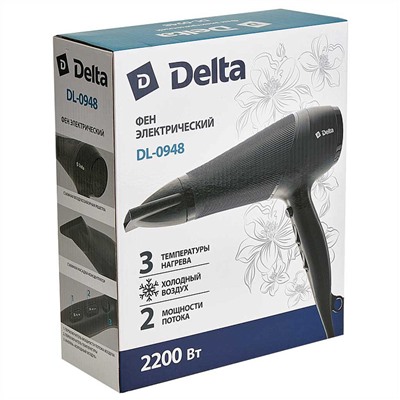 Фен электрический 2200 Вт DELTA DL-0948 черный