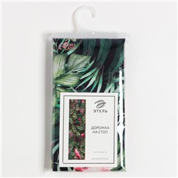 Дорожка на стол Этель Tropical parrots 40×146 см, 100% хлопок, саржа 190 г/м², зелёная/чёрная