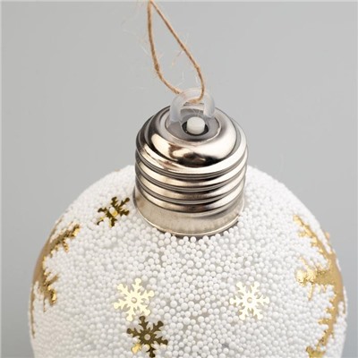 Набор ёлочных шаров «Золотистые узоры», 3 шт., d=8 см, 1 LED, от батареек, свечение тёплое белое