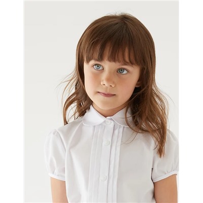 2pk Girls' Pintuck Easy Iron School Shirts (2-16 Yrs)