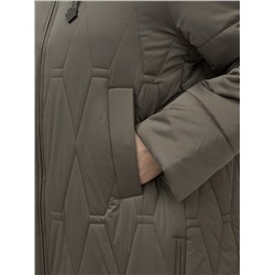 Пальто зимнее утепленное женское большого размера коричневого цвета 7699K