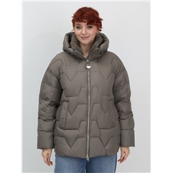 Куртка зимняя женская из овчина стильная и модная коричневого цвета 7309K