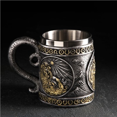 Кружка средневековая «Лев», 400 мл, нержавеющая сталь, серебристая
