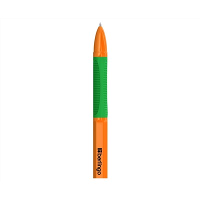 Ручка шариковая Berlingo "Tribase grip orange" зеленая, 0,7мм, грип