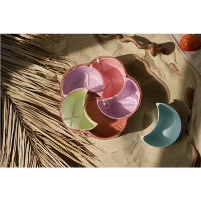 Менажница с крышкой «Барокко», 26×25×7 см, 5 съёмных ячеек, МИКС