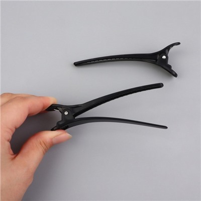 Зажимы для волос, набор - 6 шт., 10.5 см, чёрные