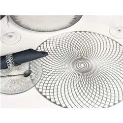 Салфетки сервировочные на стол Доляна «Вира», 4 шт., d=38 см, серебряные