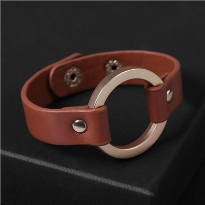 Браслет кожа «Помпеи» заклёпки, коричневый в золоте, 21 см