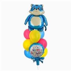Шары воздушные «Happy Birthday. Синий тигрёнок», латекс, фольга, 10 шт.