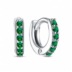 Серьги с фианитом родированные серебро 925*