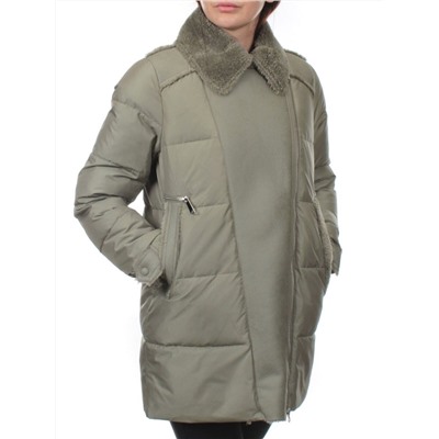 033 GRAY/GREEN Куртка зимняя облегченная женская (холлоффайбер 150 гр., искусственная дубленка)