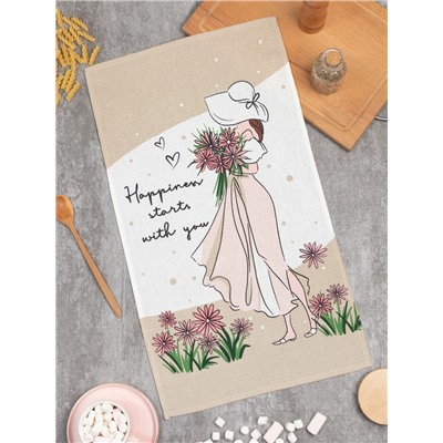 Полотенце "Доляна" Happiness 35х60 см, 100% хлопок, вафля 160 г/м2