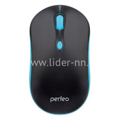 Мышь проводная PERFEO MOUNT USB (черный/голубой)