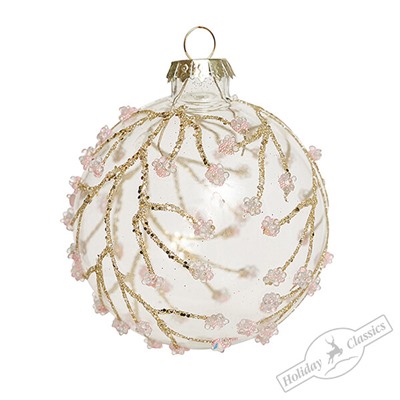 Шар "Цветущая сакура" (стекло прозрачное) 8 см