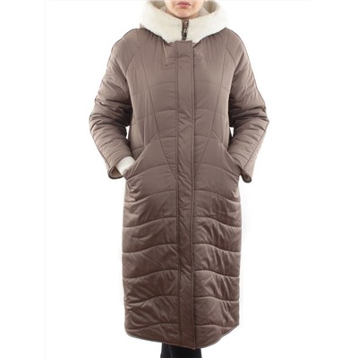 2660 DK. BEIGE Пальто двухстороннее женское еврозима (100 гр. холлофайбер)