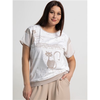 Блуза Алтея (белая/бежевый) Б15365-20М