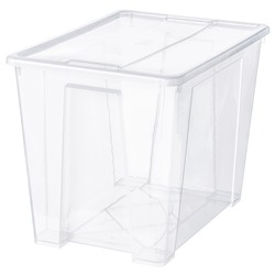 SAMLA, Box mit Deckel, transparent,, 57x39x42 cm/65 l