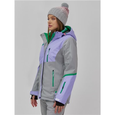 Гоннолыжная куртка женская зимняя сиреневого цвета 709Sn
