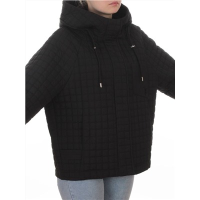 8039 BLACK Куртка стеганная демисезонная женская (100 гр. холлофайбер)