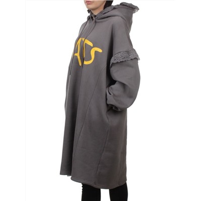 2247 DK. GRAY Толстовка-платье женская (85% хлопок, 10% полиэстер, 5% спандекс)