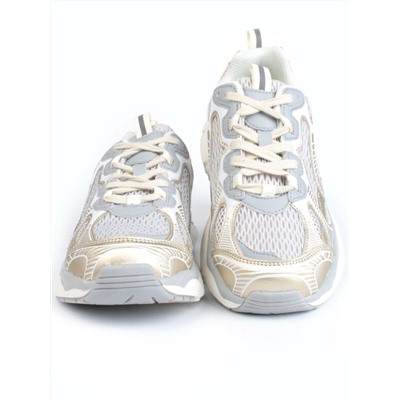 05-P247-3 GRAY/GOLD Кроссовки женские (искусственные материалы, сетка)