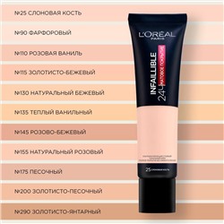 2 L`oreal Тональный крем ИНФАЙИБЛ МАТ 110 розов. ваниль