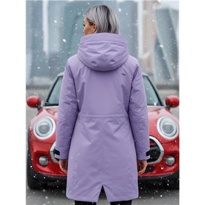Парка зимняя женская с капюшоном сиреневого цвета 9538-1Sn