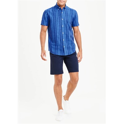 Short Sleeve Stripe Linen Shirt