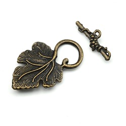 Замок тогл лист винограда цв.бронза, 36*22мм