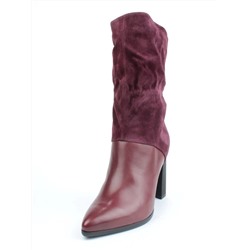 02-YF190-051M DK. RED Сапоги зимние женские (натуральная замша, байка, натуральный мех)