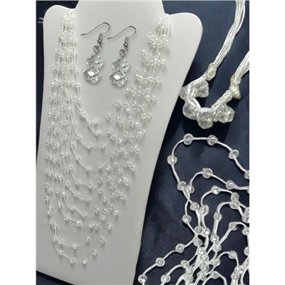 Комплект бижутерии "Хрустальная россыпь" , цвет прозрачный