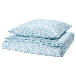 CYMBALBLOMMA, Bettwäsche-Set, 2-teilig, weiß/blau,, 140x200/80x80 cm