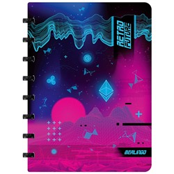 Бизнес-тетрадь А5+, 80л., Berlingo "Retro Future", клетка, на кольцах, с возм. замены блока, 80г/м2, пластик. обложка 700мкм, линейка-закладка