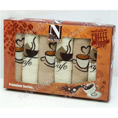 Кухонные Вафельные Полотенца Салфетки 45x70 см. 6 шт/уп. Cafe - Nilteks